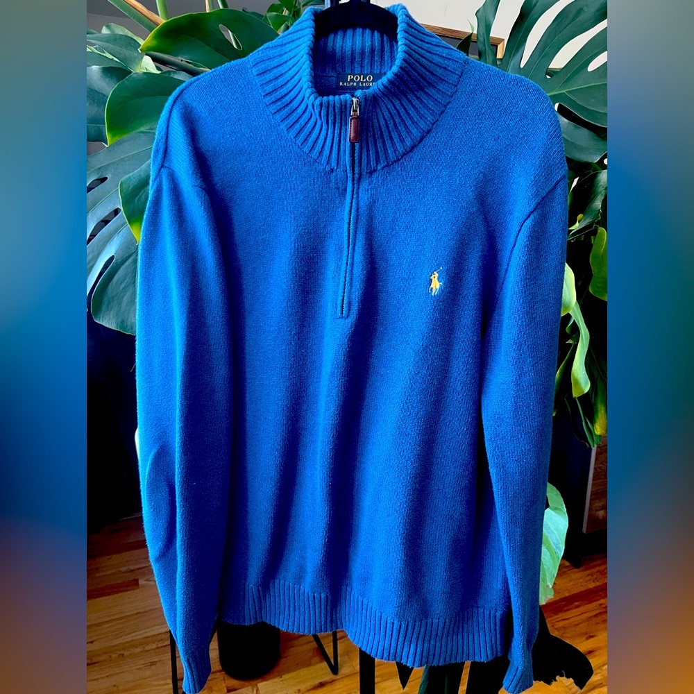 Ralph Lauren Men's Royal Blue Zip-Up Sweater